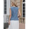 image:imageAllegra K Jean Vests for Women Collarless Button Down Sleeveless Denim Vest TopBlue
