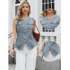 image:imageAllegra K Jean Vests for Women Collarless Button Down Sleeveless Denim Vest TopGray Blue