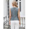 image:imageAllegra K Jean Vests for Women Collarless Button Down Sleeveless Denim Vest TopGray Blue