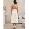 image:imageAllegra K Midi Dress for Womens Off Shoulder Halter Corset High Waist Swing Flowy Long DressesApricot