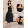 image:imageAllegra K Midi Dress for Womens Off Shoulder Halter Corset High Waist Swing Flowy Long DressesBlack
