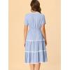 image:imageAllegra K Midi Dress for Womens Short Sleeve Tiered Square Neck Long DressesBlue