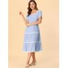 image:imageAllegra K Midi Dress for Womens Short Sleeve Tiered Square Neck Long DressesBlue