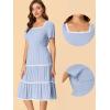 image:imageAllegra K Midi Dress for Womens Short Sleeve Tiered Square Neck Long DressesBlue