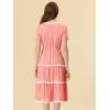 image:imageAllegra K Midi Dress for Womens Short Sleeve Tiered Square Neck Long DressesPink