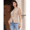 image:imageAllegra K Plaid Vest Top for Womens Gingham Button Down Sleeveless Office Crew Neck Dressy WaistcoatKhaki