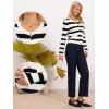 image:imageAllegra K Striped Cardigan for Womens Color Block Long Sleeve Button Down Crewneck Knit Sweater TopsBlack White