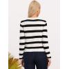 image:imageAllegra K Striped Cardigan for Womens Color Block Long Sleeve Button Down Crewneck Knit Sweater TopsBlack White