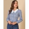 image:imageAllegra K Womens Casual Floral Lace Trim Collared Button Down Long Sleeve Blouse