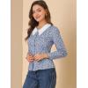 image:imageAllegra K Womens Casual Floral Lace Trim Collared Button Down Long Sleeve Blouse