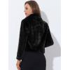 image:imageAllegra K Womens Cropped Faux Fur Jacket Lapel Cardigan Shrug 2024 Winter Fluffy Faux Fur CoatBlack