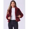 image:imageAllegra K Womens Cropped Faux Fur Jacket Lapel Cardigan Shrug 2024 Winter Fluffy Faux Fur CoatBurgundy