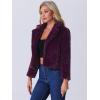 image:imageAllegra K Womens Cropped Faux Fur Jacket Lapel Cardigan Shrug 2024 Winter Fluffy Faux Fur CoatDeep Purple