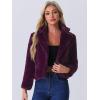 image:imageAllegra K Womens Cropped Faux Fur Jacket Lapel Cardigan Shrug 2024 Winter Fluffy Faux Fur CoatDeep Purple