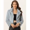 image:imageAllegra K Womens Cropped Faux Fur Jacket Lapel Cardigan Shrug 2024 Winter Fluffy Faux Fur CoatGray
