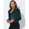 image:imageAllegra K Womens Cropped Faux Fur Jacket Lapel Cardigan Shrug 2024 Winter Fluffy Faux Fur CoatGreen