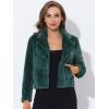 image:imageAllegra K Womens Cropped Faux Fur Jacket Lapel Cardigan Shrug 2024 Winter Fluffy Faux Fur CoatGreen