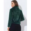 image:imageAllegra K Womens Cropped Faux Fur Jacket Lapel Cardigan Shrug 2024 Winter Fluffy Faux Fur CoatGreen