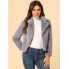 image:imageAllegra K Womens Cropped Faux Fur Jacket Lapel Cardigan Shrug 2024 Winter Fluffy Faux Fur CoatGrey