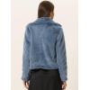 image:imageAllegra K Womens Cropped Faux Fur Jacket Lapel Cardigan Shrug 2024 Winter Fluffy Faux Fur CoatGrey Blue