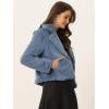 image:imageAllegra K Womens Cropped Faux Fur Jacket Lapel Cardigan Shrug 2024 Winter Fluffy Faux Fur CoatGrey Blue