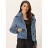 image:imageAllegra K Womens Cropped Faux Fur Jacket Lapel Cardigan Shrug 2024 Winter Fluffy Faux Fur CoatGrey Blue