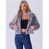 image:imageAllegra K Womens Cropped Faux Fur Jacket Lapel Cardigan Shrug 2024 Winter Fluffy Faux Fur CoatGrey Purple