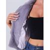 image:imageAllegra K Womens Cropped Faux Fur Jacket Lapel Cardigan Shrug 2024 Winter Fluffy Faux Fur CoatGrey Purple