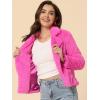 image:imageAllegra K Womens Cropped Faux Fur Jacket Lapel Cardigan Shrug 2024 Winter Fluffy Faux Fur CoatHot Pink