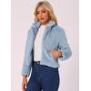 image:imageAllegra K Womens Cropped Faux Fur Jacket Lapel Cardigan Shrug 2024 Winter Fluffy Faux Fur CoatLight Blue
