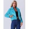 image:imageAllegra K Womens Cropped Faux Fur Jacket Lapel Cardigan Shrug 2024 Winter Fluffy Faux Fur CoatPeacock Blue
