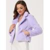 image:imageAllegra K Womens Cropped Faux Fur Jacket Lapel Cardigan Shrug 2024 Winter Fluffy Faux Fur CoatPurple