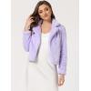 image:imageAllegra K Womens Cropped Faux Fur Jacket Lapel Cardigan Shrug 2024 Winter Fluffy Faux Fur CoatPurple