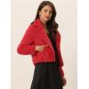 image:imageAllegra K Womens Cropped Faux Fur Jacket Lapel Cardigan Shrug 2024 Winter Fluffy Faux Fur CoatRed