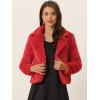 image:imageAllegra K Womens Cropped Faux Fur Jacket Lapel Cardigan Shrug 2024 Winter Fluffy Faux Fur CoatRed