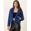 image:imageAllegra K Womens Cropped Faux Fur Jacket Lapel Cardigan Shrug 2024 Winter Fluffy Faux Fur CoatRoyal Blue
