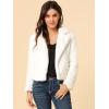 image:imageAllegra K Womens Cropped Faux Fur Jacket Lapel Cardigan Shrug 2024 Winter Fluffy Faux Fur CoatWhite