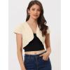 image:imageAllegra K Womens Denim Jacket Cap Sleeve Cropped Open Front Shrugs Casual Summer Jean JacketsApricot