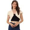 image:imageAllegra K Womens Denim Jacket Cap Sleeve Cropped Open Front Shrugs Casual Summer Jean JacketsApricot