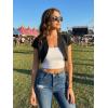 image:imageAllegra K Womens Denim Jacket Cap Sleeve Cropped Open Front Shrugs Casual Summer Jean JacketsBlack