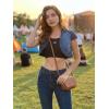 image:imageAllegra K Womens Denim Jacket Cap Sleeve Cropped Open Front Shrugs Casual Summer Jean JacketsBlue