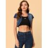 image:imageAllegra K Womens Denim Jacket Cap Sleeve Cropped Open Front Shrugs Casual Summer Jean JacketsBlue