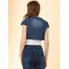 image:imageAllegra K Womens Denim Jacket Cap Sleeve Cropped Open Front Shrugs Casual Summer Jean JacketsBlue