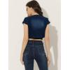 image:imageAllegra K Womens Denim Jacket Cap Sleeve Cropped Open Front Shrugs Casual Summer Jean JacketsDark Blue