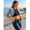 image:imageAllegra K Womens Denim Jacket Cap Sleeve Cropped Open Front Shrugs Casual Summer Jean JacketsGrey Blue