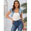 image:imageAllegra K Womens Denim Jacket Cap Sleeve Cropped Open Front Shrugs Casual Summer Jean JacketsLight Blue