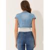image:imageAllegra K Womens Denim Jacket Cap Sleeve Cropped Open Front Shrugs Casual Summer Jean JacketsLight Blue