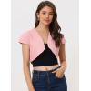 image:imageAllegra K Womens Denim Jacket Cap Sleeve Cropped Open Front Shrugs Casual Summer Jean JacketsPink