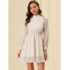 image:imageAllegra K Womens Elegant Long Sleeve Stand Collar High Waist Floral Lace Dress