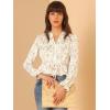 image:imageAllegra K Womens Floral Button Front V Neck Long Sleeve Peplum Hem Crop Top